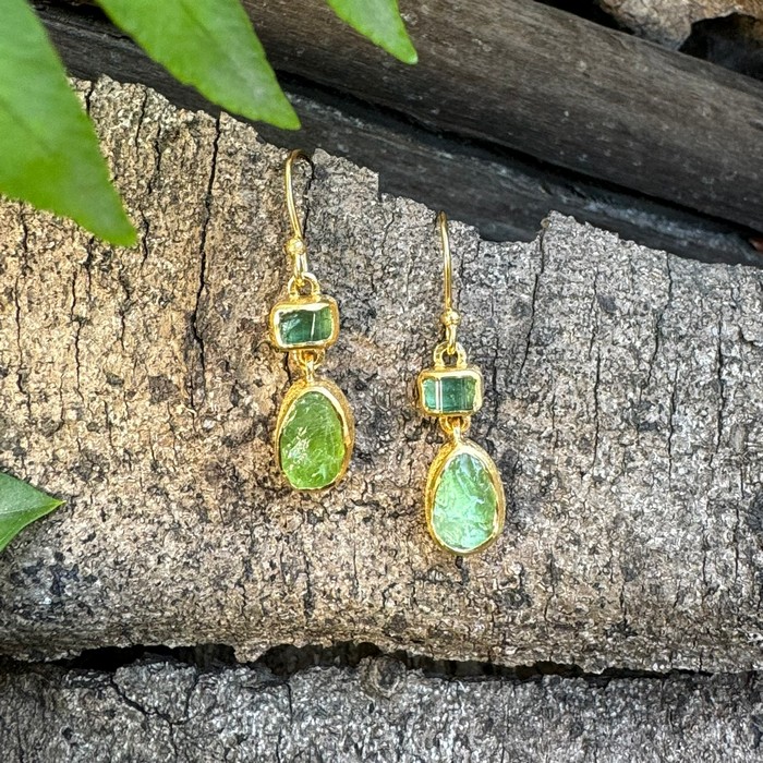 Green gemstone earrings