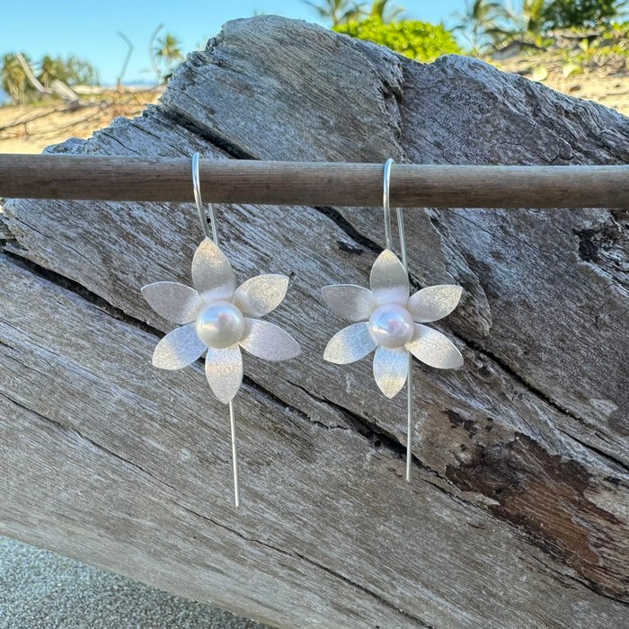 pearl flower earrings