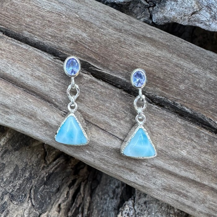 Larmimar & Tanzanite Earrings