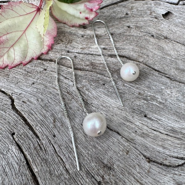 pearl threader earrings